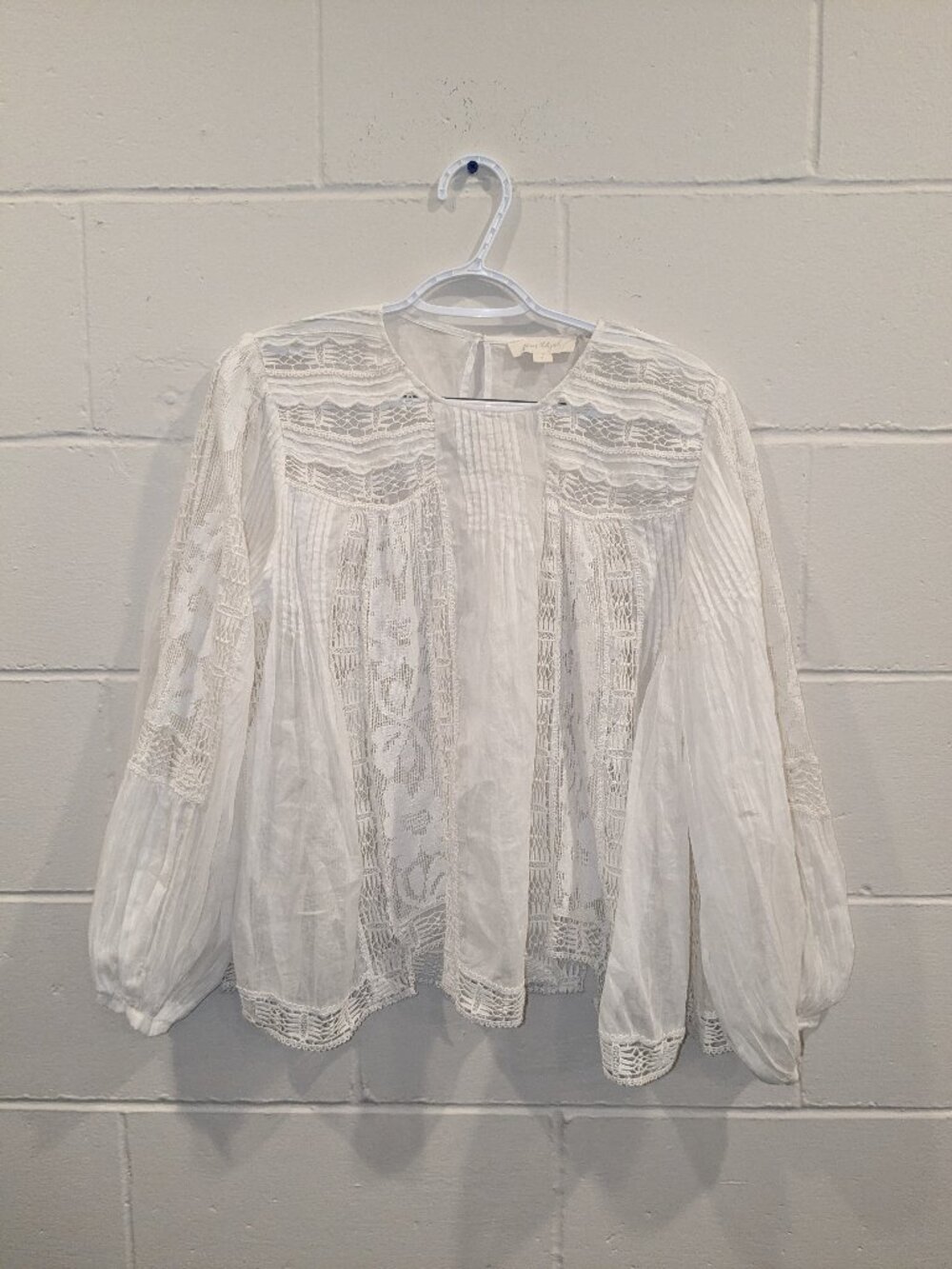 Forever That Girl Top Sm White Sheer Lace Crochet Boho Western Peasant Romantic - Picture 3 of 11